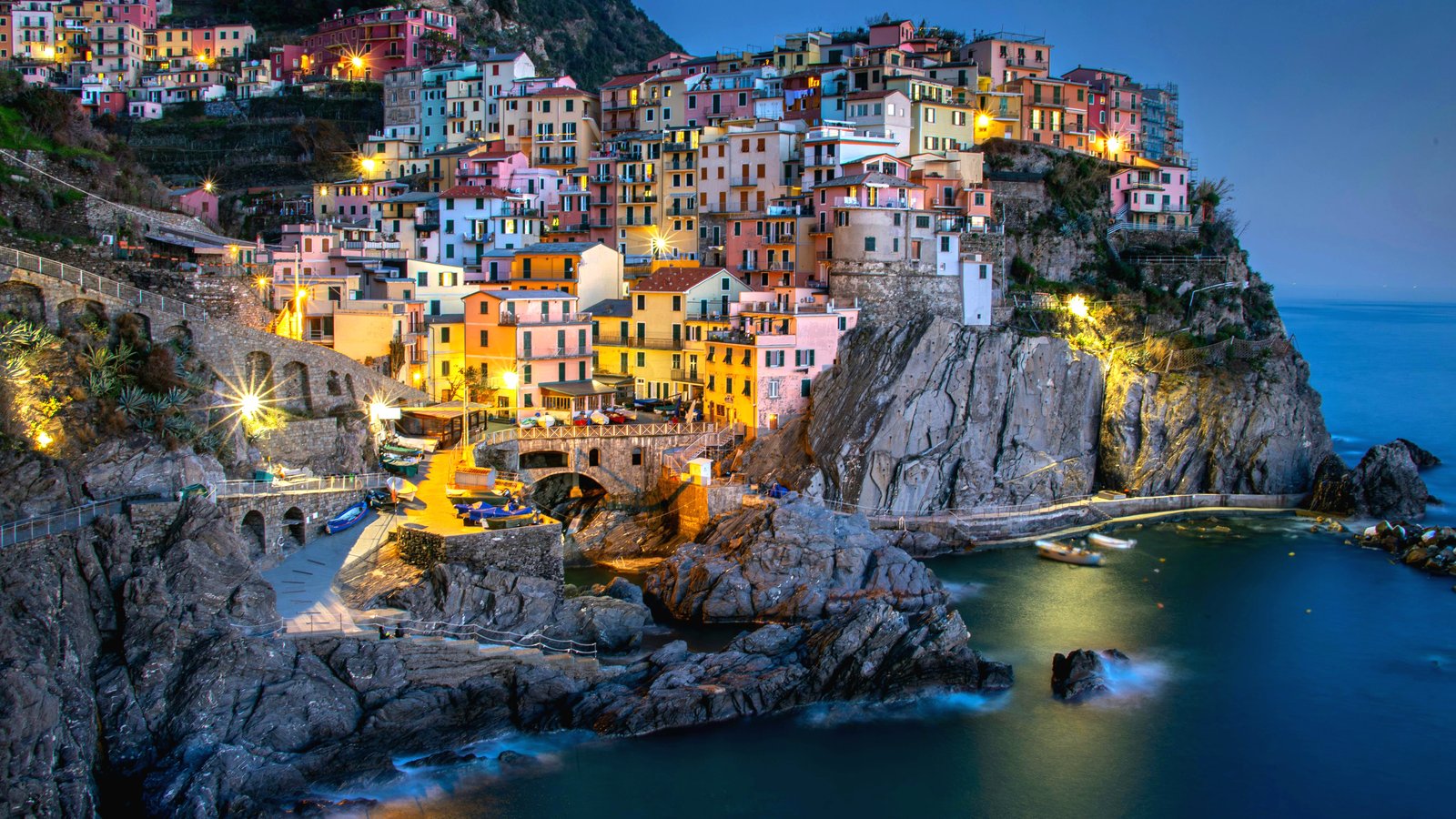 Colorful cliffside houses of Cinque Terre overlooking the Ligurian Sea